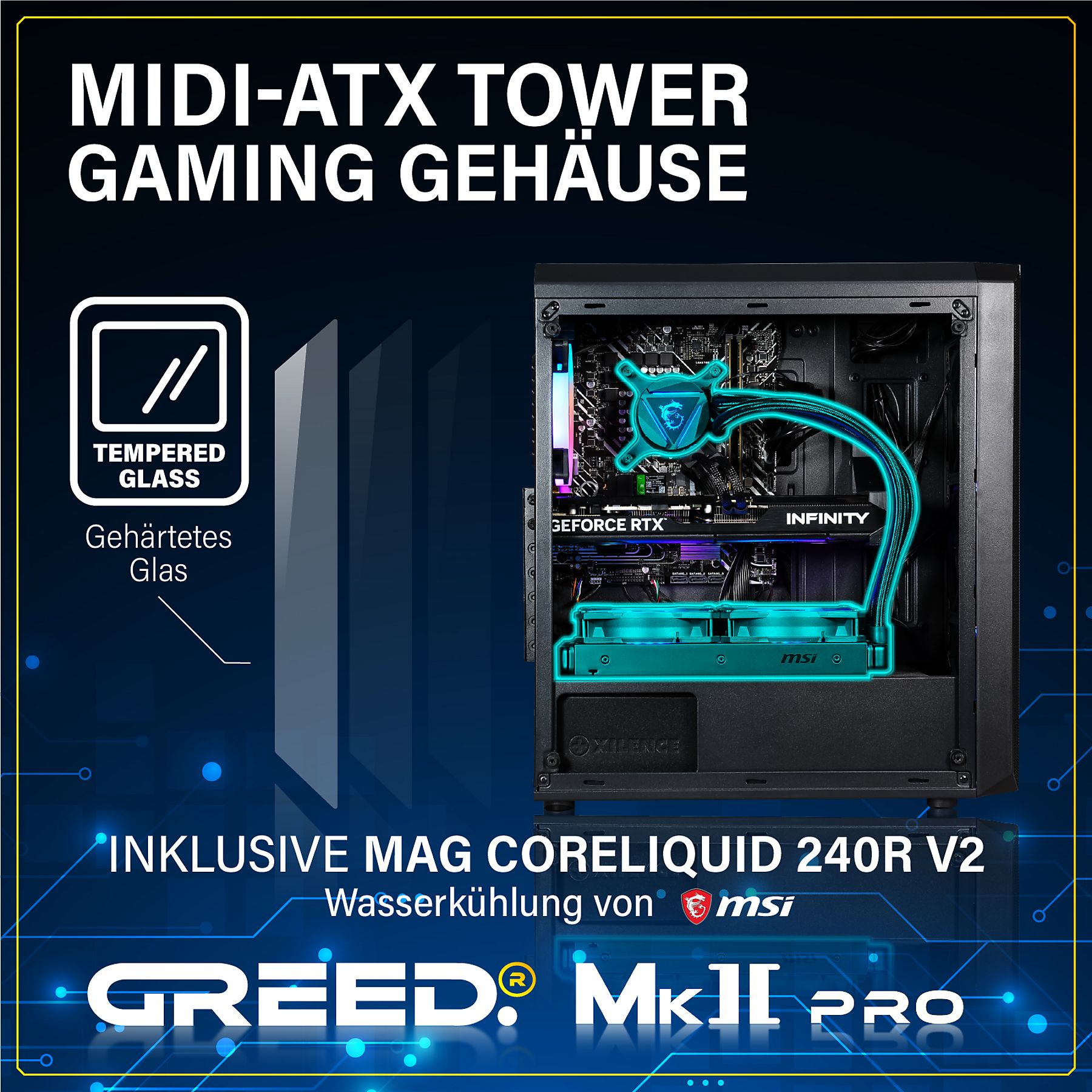 Greed®MK2 Pro INTEL - High End Gaming Computer, Gaming PC - Intel Core i7 13700KF + Nvidia Geforce RTX 5070 12 GB Greed®MK2 Pro INTEL - High End Gaming Computer, Gaming PC - Intel Core i7 13700KF + Nvidia Geforce RTX 5070 12 GB